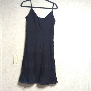 Ann Taylor Navy silk blend sleeveless midi dress size 6 petite